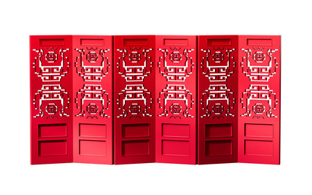 Chinese style folding screen, 3d rendering. Digital drawing.の写真素材