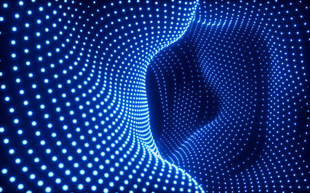 Abstract neon tunnel, neon wormhole, 3d rendering. Digital drawing.の写真素材