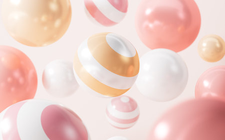 Cartoon colorful and bouncing spheres, 3d rendering. Digital drawing.の写真素材