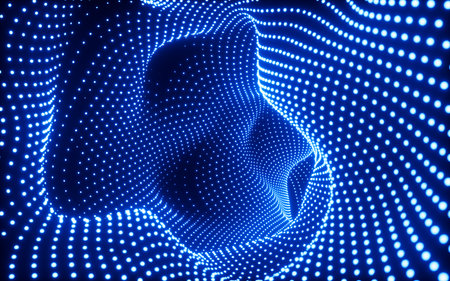 Abstract neon tunnel, neon wormhole, 3d rendering. Digital drawing.の写真素材