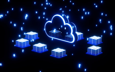 Cloud computing and binary system, 3d rendering. Digital drawing.の写真素材