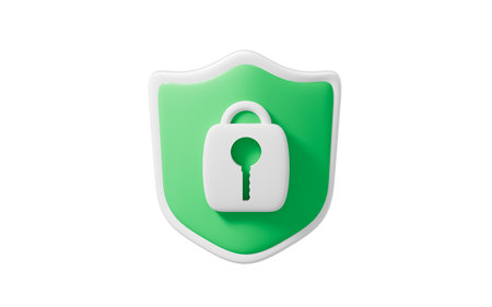 Cartoon encryption shield in the white background, 3d rendering. Digital drawing.の写真素材