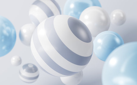 Cartoon colorful and bouncing spheres, 3d rendering. Digital drawing.の写真素材