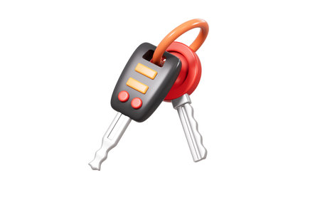 A bunch of car keys on the white background, 3d rendering. Digital drawing.の写真素材