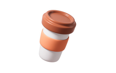 Cartoon white paper cups of coffee, take-out coffee, 3d rendering. 3d illustration.の写真素材