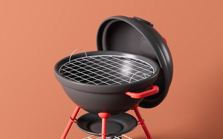 Cartoon barbeque grill, charbroiler, 3d rendering. 3d illustration.の写真素材
