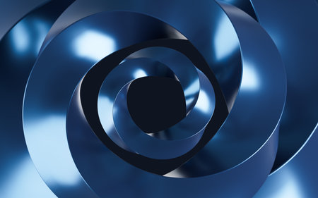 Abstract metal ring and curve background, 3d rendering. 3d illustration.の写真素材