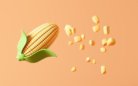 Cartoon corn model, 3d rendering. 3d illustration.の写真素材