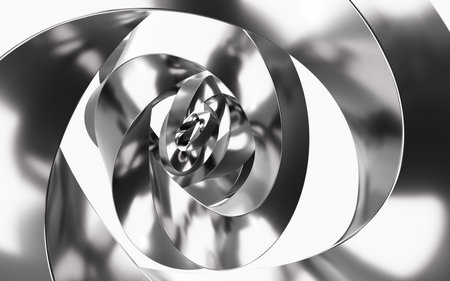 Abstract metal ring and curve background, 3d rendering. 3d illustration.の写真素材