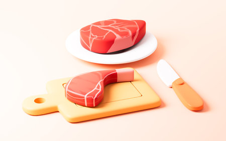 Cartoon raw meat model, 3d rendering. 3d illustration.の写真素材