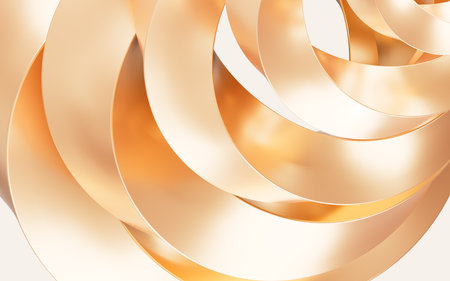 Abstract metal ring and curve background, 3d rendering. 3d illustration.の写真素材