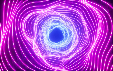 Abstract neon gradient tunnel background, 3d rendering. 3d illustration.の写真素材