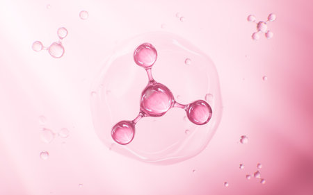 Pink molecular structure, skincare and biomedical concept, 3d rendering. 3d illustration.の写真素材