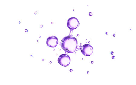 Purple molecular structure, skincare and biomedical concept, 3d rendering. 3d illustration.の写真素材