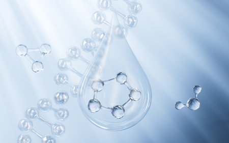 DNA and molecular structure, skincare and biomedical concept, 3d rendering. 3d illustration.の写真素材