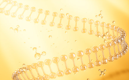 Golden molecular structure, skincare and biomedical concept, 3d rendering. 3d illustration.の写真素材