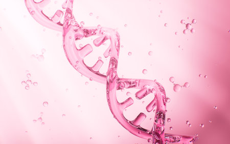 Pink DNA in the pink background, skincare and biomedical concept, 3d rendering. 3d illustration.の写真素材