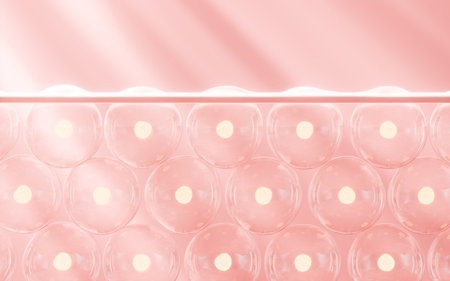 Cells and skin tissue, skincare and biomedical concept, 3d rendering. 3d illustration.