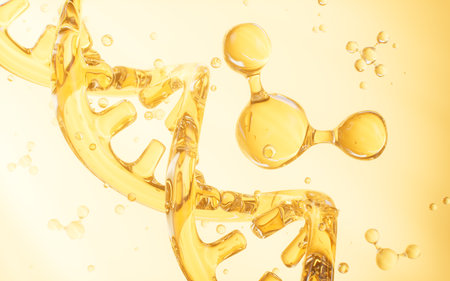 Gold DNA and molecular structure, skincare and biomedical concept, 3d rendering. 3d illustration.の写真素材