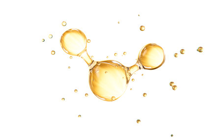 Golden molecular structure, skincare and biomedical concept, 3d rendering. 3d illustration.の写真素材