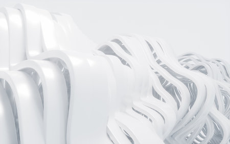 Abstract white curves background, 3d rendering. 3d illustration.の写真素材