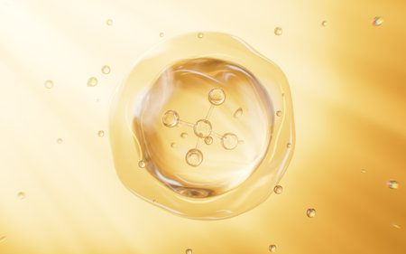Biological cell and molecular structure, skincare and biomedical concept, 3d rendering. 3d illustration.の写真素材