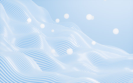 Blue abstract curve background, 3d rendering. 3d illustration.の写真素材