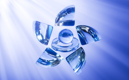 Abstract rotating glass geometry, 3d rendering. 3d illustration.の写真素材