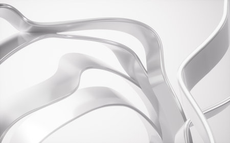Silver abstract curve background, 3d rendering. 3d illustration.の写真素材