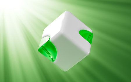 Cartoon cubes, cube and glass, 3d rendering. 3d illustration.