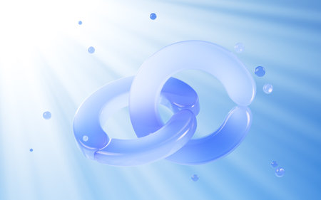 Abstract transparent geometry, glass ring, 3d rendering. 3d illustration.の写真素材