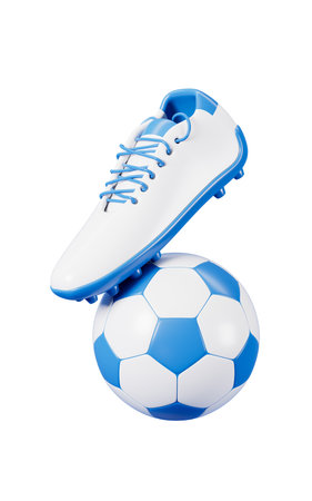 Cartoon sneakers and soccer balls, football boots, 3d rendering. 3d illustration.の写真素材