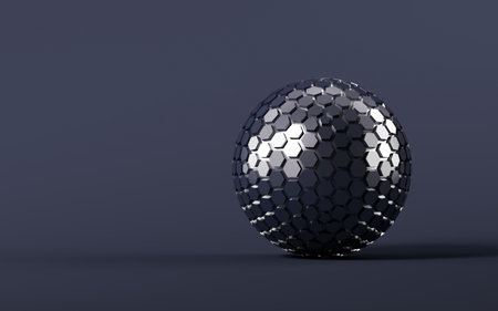 Hexagonal abstract sphere, 3d rendering. 3d illustration.