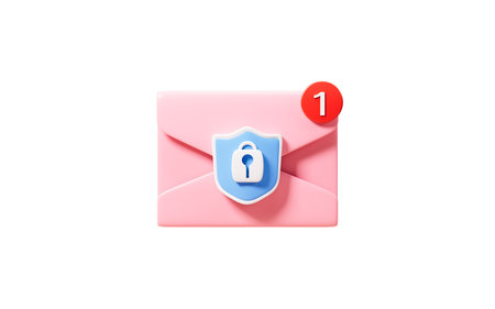 Cartoon mail with shield, mail encryption, 3d rendering. 3d illustration.の写真素材