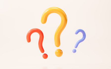 Cartoon question mark, faq problem solution symbol, 3d rendering. 3d illustration.の写真素材