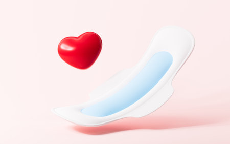 Menstrual pad and love in the pink background, 3d rendering. 3d illustration.の写真素材