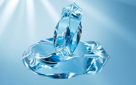 Abstract glass ring background, abstract curves, 3d rendering. 3d illustration.の写真素材