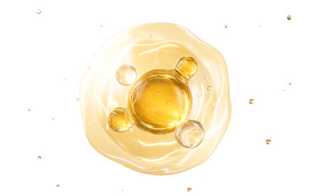 Abstract gold glass spheres, golden cells, 3d rendering. 3d illustration.の写真素材