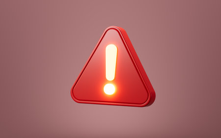 Cartoon triangle warning sign, 3d rendering. 3d illustration.の写真素材