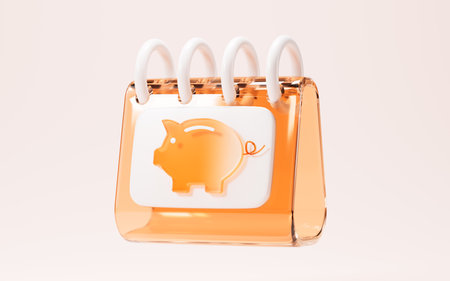 Cartoon piggy bank icon, bank deposit concept, 3d rendering. 3d illustration.の写真素材