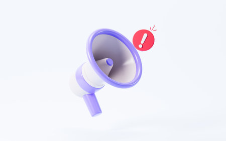 Cartoon loudspeakers and information announcements, message and bubbles, 3d rendering. 3d illustration.の写真素材