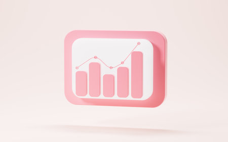 Cartoon financial data chart, bar graph, line chart and pie, 3d rendering. 3d illustration.の写真素材