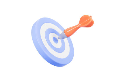 Target icon, arrow hit the bull's eye, creative concept of round shaped target, 3d rendering. 3d illustration.の写真素材
