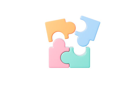 Jigsaw puzzle connecting, cooperation and teamwork, partnership and brainstorming, 3d rendering. 3d illustration.の写真素材