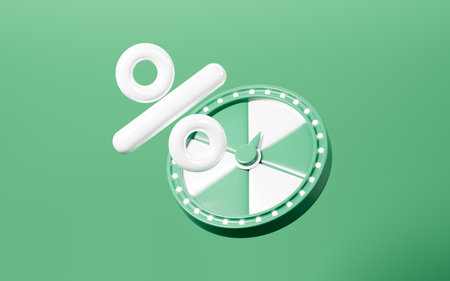 Spinning wheel with gifts, discount coupons, marketing discount promotion concept, 3d rendering. 3d illustration.の写真素材