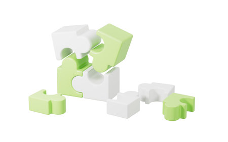 Jigsaw puzzle connecting, cooperation and teamwork, partnership and brainstorming, 3d rendering. 3d illustration.の写真素材