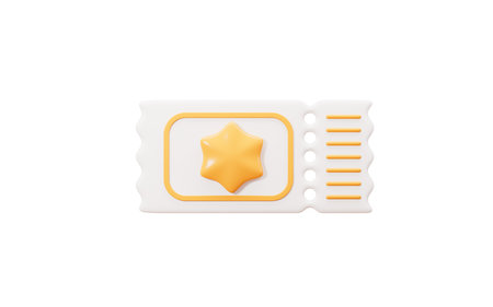 Cartoon film tickets model, 3d rendering. 3d illustration.の写真素材