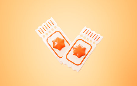 Cartoon film tickets model, 3d rendering. 3d illustration.の写真素材