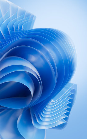 Blue abstract curvy background, desktop wallpaper, 3d rendering. 3d illustration.の写真素材