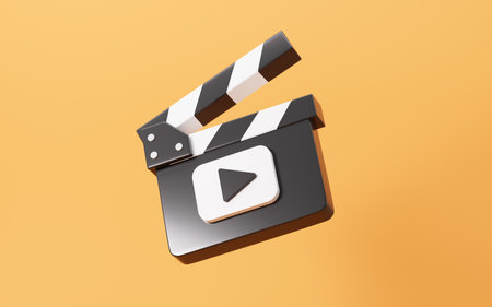 Cartoon clapper board model, 3d rendering. 3d illustration.の写真素材